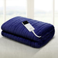 Giselle Electric Throw Rug Heated Blanket Fleece Washable Winter Warm Blue