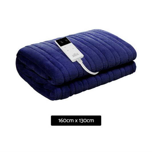 Giselle Electric Throw Rug Heated Blanket Fleece Washable Winter Warm Blue