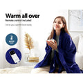 Giselle Electric Throw Rug Heated Blanket Fleece Washable Winter Warm Blue