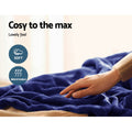 Giselle Electric Throw Rug Heated Blanket Fleece Washable Winter Warm Blue