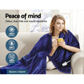 Giselle Electric Throw Rug Heated Blanket Fleece Washable Winter Warm Blue