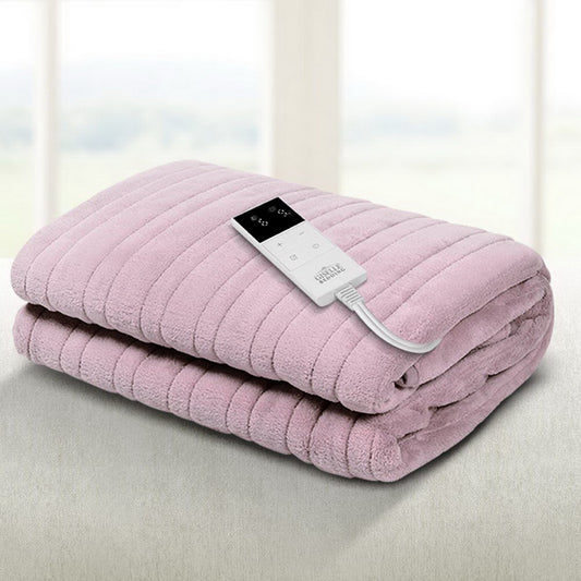 Giselle Electric Heated Blanket Fleece Pink Throw