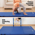 Everfit 180x60cm Gymnastics Mats Folding Exercise Floor Mat Portable 3 Fold Tumbling Mat Blue
