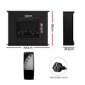 Devanti Electric Fireplace Heater 2000W Black 80cm