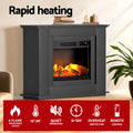 Devanti Electric Fireplace Heater 2000W Black 80cm