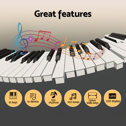 Alpha 61-Key Digital Piano Keyboard Electric Kids Gift Black