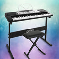 Alpha 61 Keys Digital Piano Keyboard Electric w/ Stand Stool Silver