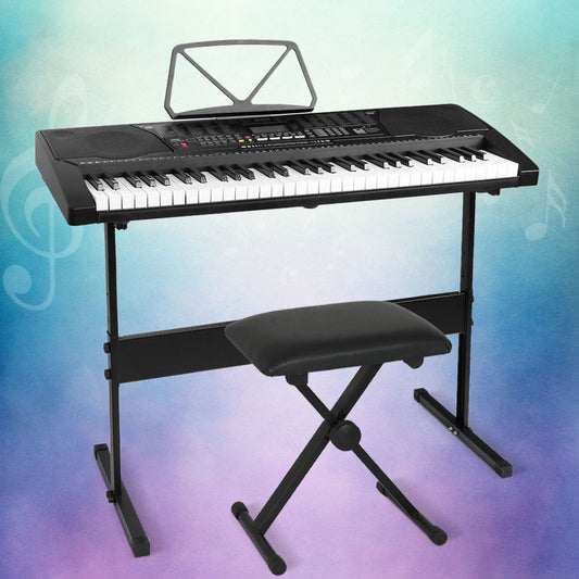 Alpha 61 Key Electronic Piano Keyboard Digital w/ Stand Stool LED
