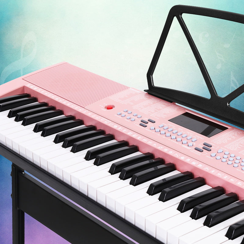 Alpha 61 Key Digital Piano Keyboard Electric Pink w/ Stand Light