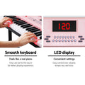 Alpha 61 Key Digital Piano Keyboard Electric Pink w/ Stand Light