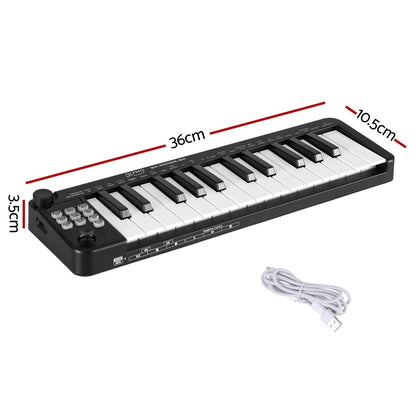 Alpha 25-Key MIDI Keyboard Controller Portable USB Laptop Black