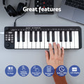 Alpha 25-Key MIDI Keyboard Controller USB Portable Black
