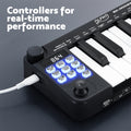 Alpha 25-Key MIDI Keyboard Controller USB Portable Black