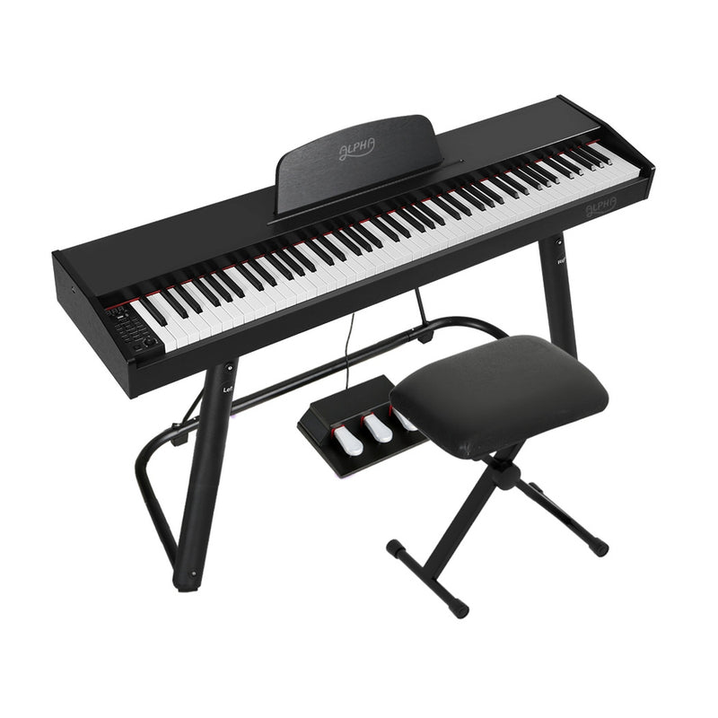 Alpha 88 Key Weighted Electric Piano Keyboard w/ Stand Stool
