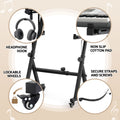 Alpha Piano Stand Heavy Duty Adjustable Z-Frame Wheels Black
