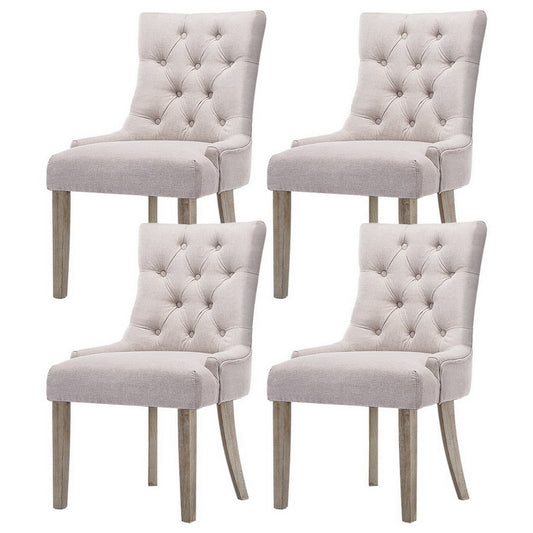 Artiss Dining Chairs Set of 4 Linen Beige French Provincial