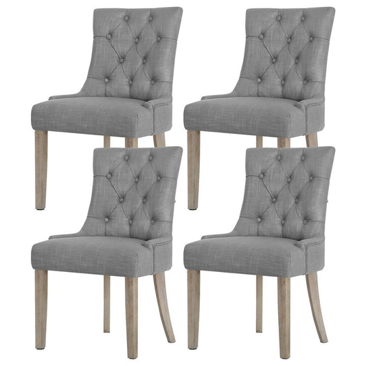 Artiss Dining Chairs Set of 4 French Provincial Grey Linen
