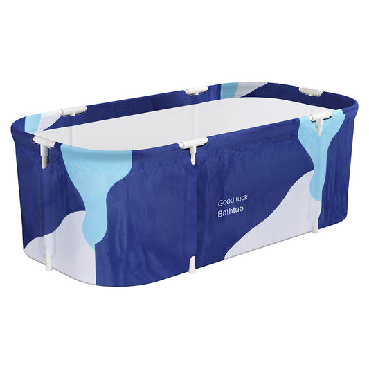 Weisshorn Foldable Bathtub 134x65cm Navy PVC Inflatable Spa Bucket