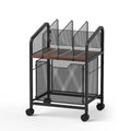 Artiss Mobile File Cabinet Rolling Locking Wheels Wood Top Black