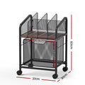 Artiss Mobile File Cabinet Rolling Locking Wheels Wood Top Black