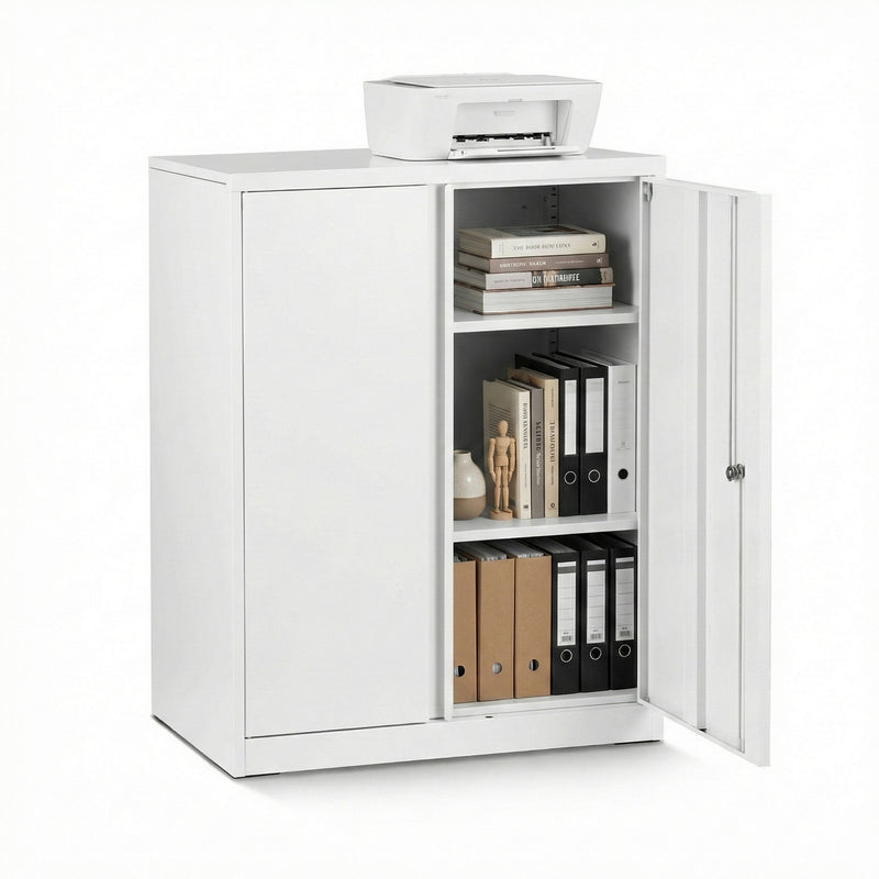 Artiss Steel Locker Cabinet 3-Point Lock Adjustable Shelves White