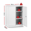 Artiss Steel Locker Cabinet 3-Point Lock Adjustable Shelves White