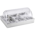 5-Star Chef 3 Pan Food Serving Display Stainless Steel with Clear Roll Top Cover