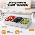 5-Star Chef 3 Pan Food Serving Display Stainless Steel with Clear Roll Top Cover
