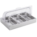 5-Star Chef 3 Pan Food Serving Display Stainless Steel with Clear Roll Top Cover
