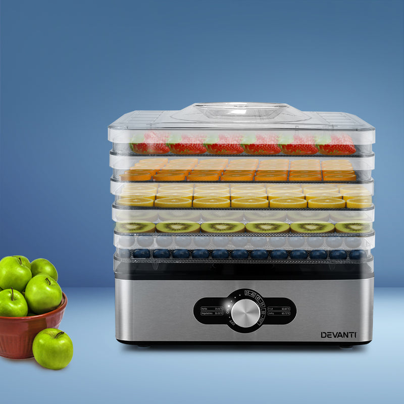 Devanti 5 Tray Food Dehydrator Stainless Steel