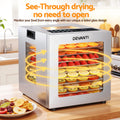 Devanti 10 Tray Food Dehydrator Stainless Steel Glass Door 850W