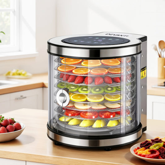 Devanti 8 Tray Food Dehydrator 700W Stainless Steel Auto-Rotate