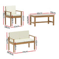 Gardeon 4pc Outdoor Sofa Set Wooden Couch Lounge Grey