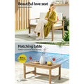 Gardeon 4pc Outdoor Sofa Set Wooden Couch Lounge Grey