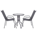 Gardeon 3PC Outdoor Bistro Set Table and Chairs Stackable Patio Furniture Grey