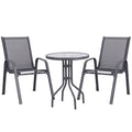 Gardeon 3PC Outdoor Bistro Set Table and Chairs Stackable Patio Furniture Grey