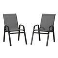Gardeon 2PC Stackable Outdoor Dining Chairs Grey Patio Furniture