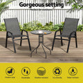 Gardeon 2PC Stackable Outdoor Dining Chairs Grey Patio Furniture