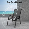 Gardeon 2PC Stackable Outdoor Dining Chairs Grey Patio Furniture