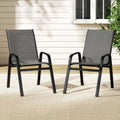 Gardeon 2PC Stackable Outdoor Dining Chairs Grey Patio Furniture