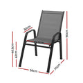 Gardeon 4PC Stackable Outdoor Dining Chairs Grey Patio Furniture