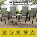 Gardeon 4PC Stackable Outdoor Dining Chairs Grey Patio Furniture