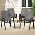 Gardeon 4PC Stackable Outdoor Dining Chairs Grey Patio Furniture