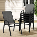 Gardeon 6PC Stackable Outdoor Dining Chairs Patio Lounge Grey