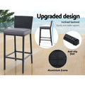 Gardeon 5 Piece Outdoor Bar Set Wicker Dining Table Stools