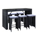 Gardeon 7pc Wicker Outdoor Bar Set Dining Table Stools Patio