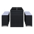 Gardeon 7pc Wicker Outdoor Bar Set Dining Table Stools Patio