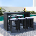 Gardeon 7pc Wicker Outdoor Bar Set Dining Table Stools Patio