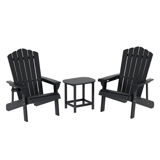 Gardeon Adirondack Chair HDPE Black Outdoor Patio Lounge Furniture
