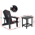 Gardeon Adirondack Chair HDPE Black Outdoor Patio Lounge Furniture
